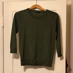 J. Crew Olive Green 3/4 sleeve Crew Neck Sweater size XS